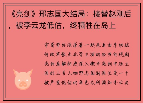 《亮剑》邢志国大结局：接替赵刚后，被李云龙低估，终牺牲在岛上