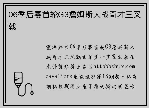 06季后赛首轮G3詹姆斯大战奇才三叉戟