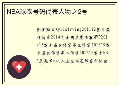 NBA球衣号码代表人物之2号