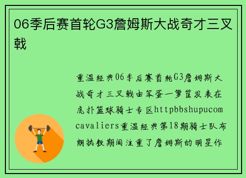 06季后赛首轮G3詹姆斯大战奇才三叉戟